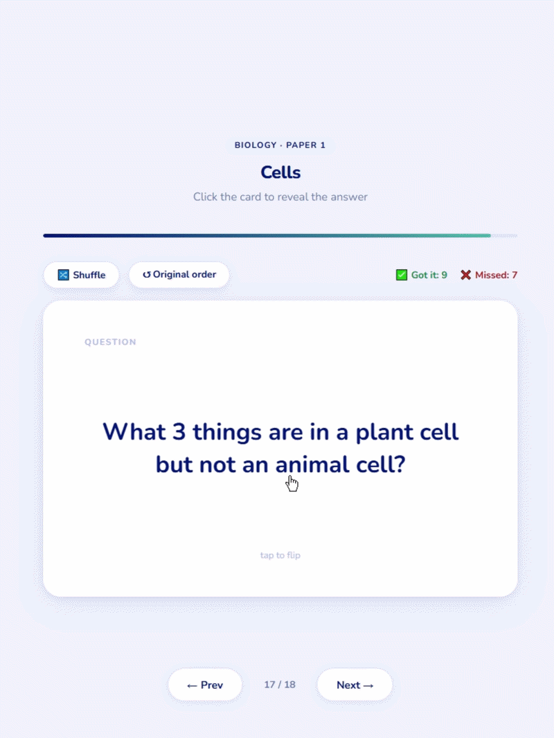 Flashcards feature in action